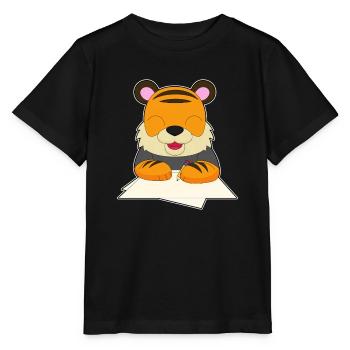 Tiger Schüler Bleistift Schule - Stanley/Stella Kinder T-Shirt MINI CREATOR  - Schwarz - Vorne - Mikhail (115cm)