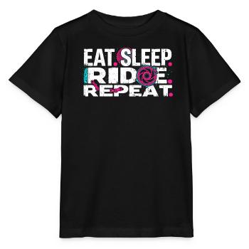 T-shirt de cyclisme Eat Sleep Ride Repeat - T-shirt bio MINI CREATOR Stanley/Stella Enfant - noir - Devant - Mikhail (115cm)