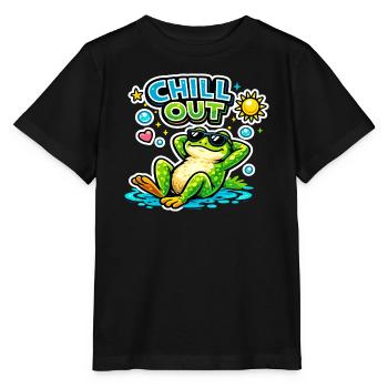 Chillfrosch am Pool - Stanley/Stella Kinder T-Shirt MINI CREATOR  - Schwarz - Vorne - Mikhail (115cm)