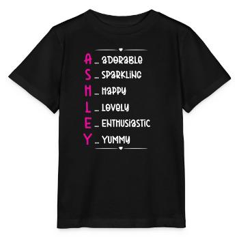 Ashley Name Gift - Stanley/Stella Kinder T-Shirt MINI CREATOR  - Schwarz - Vorne - Mikhail (115cm)