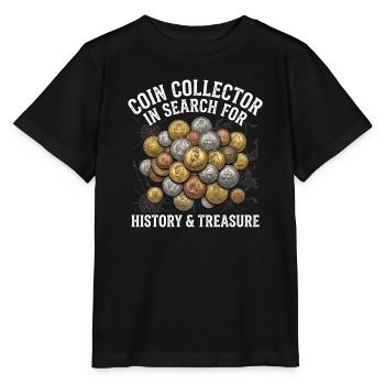 Münzsammler auf der Suche nach Geschichte - Stanley/Stella Kinder T-Shirt MINI CREATOR  - Schwarz - Vorne - Mikhail (115cm)