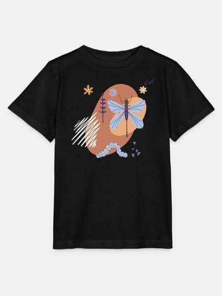 Libelle in der Natur - Stanley/Stella Kinder T-Shirt MINI CREATOR - Schwarz