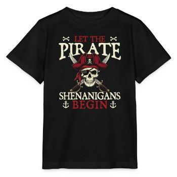 Lasst die Piraten-Eskapaden beginnen. - Stanley/Stella Kinder T-Shirt MINI CREATOR  - Schwarz - Vorne - Mikhail (115cm)