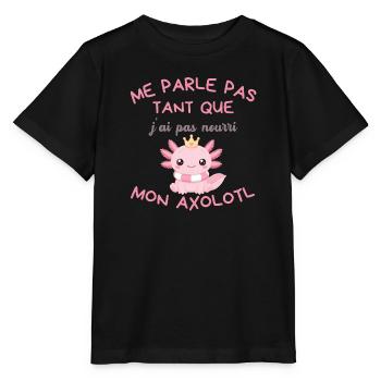 T-shirt Axolotl Kawaii Couronné Rose  - T-shirt bio MINI CREATOR Stanley/Stella Enfant - noir - Devant - Mikhail (115cm)