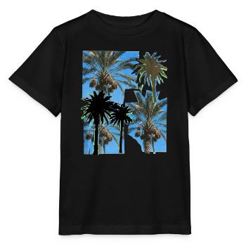 Dattel Palmen Risographie - Stanley/Stella Kinder T-Shirt MINI CREATOR  - Schwarz - Vorne - Mikhail (115cm)