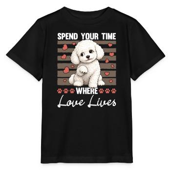 Race de chien Bichon Frisé - T-shirt bio MINI CREATOR Stanley/Stella Enfant - noir - Devant - Mikhail (115cm)