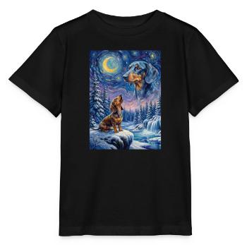 Howling to the Moon Meme Hund Dackel - Stanley/Stella Kinder T-Shirt MINI CREATOR  - Schwarz - Vorne - Mikhail (115cm)