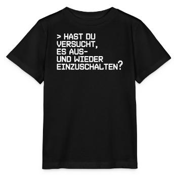 Tech Neustart Spruch: Aus- und Einschalten - Stanley/Stella Kinder T-Shirt MINI CREATOR  - Schwarz - Vorne - Mikhail (115cm)