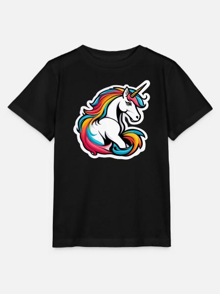 Helles Regenbogen-Einhorn - Stanley/Stella Kinder T-Shirt MINI CREATOR  - Schwarz