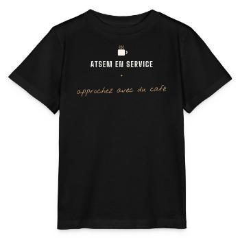 ATSEM en service Café - T-shirt bio MINI CREATOR Stanley/Stella Enfant - noir - Devant - Mikhail (115cm)