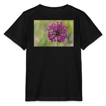 Fleurs d’ail ornementales - gros plan - T-shirt bio MINI CREATOR Stanley/Stella Enfant - noir - Devant - Mikhail (115cm)