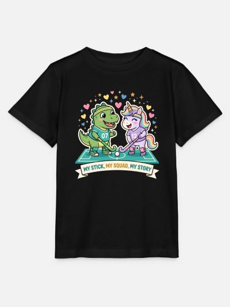 Dino Einhorn Hockey Squad - Stanley/Stella Kinder T-Shirt MINI CREATOR - Schwarz
