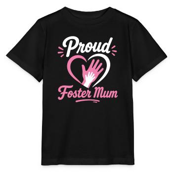Stolzes Pflegemama-Herzemblem - Stanley/Stella Kinder T-Shirt MINI CREATOR  - Schwarz - Vorne - Mikhail (115cm)