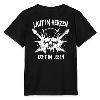 Laut im Herzen – Echt im Leben - Stanley/Stella Kinder T-Shirt MINI CREATOR  - Schwarz - Vorne - Mikhail (115cm)