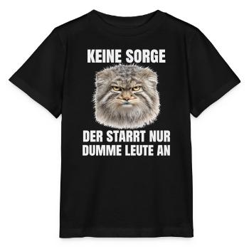 Grumpy Pallas Katze Manul Cat Humor Katzen Motiv - Stanley/Stella Kinder T-Shirt MINI CREATOR  - Schwarz - Vorne - Mikhail (115cm)