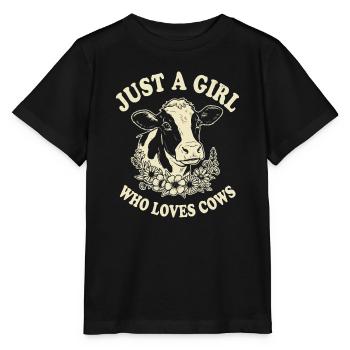 Just a Girl Who Loves Cows - Stanley/Stella Kinder T-Shirt MINI CREATOR  - Schwarz - Vorne - Mikhail (115cm)