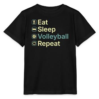 Eat Sleep Volleyball Repeat Funny Volleyball Gift - Stanley/Stella MINI CREATOR Kids’ T-Shirt - black - Front - Mikhail (115cm)