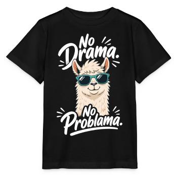 No Drama No Problama Lama Lustiger Spruch - Stanley/Stella Kinder T-Shirt MINI CREATOR  - Schwarz - Vorne - Mikhail (115cm)