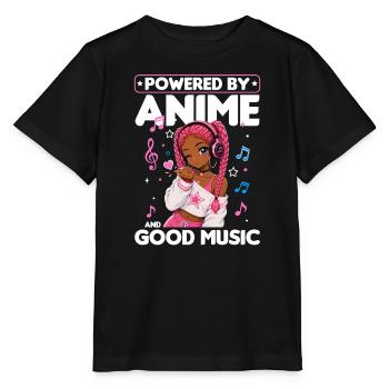 Anime and Music Chibi Black Girl - Stanley/Stella Kinder T-Shirt MINI CREATOR  - Schwarz - Vorne - Mikhail (115cm)