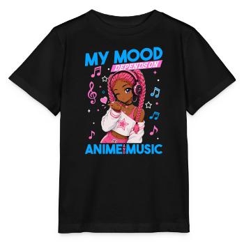 Anime and Music Chibi Black Girl - Stanley/Stella Kinder T-Shirt MINI CREATOR  - Schwarz - Vorne - Mikhail (115cm)