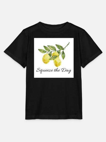 Squeeze the Day Lemon Botanical Design - Stanley/Stella Kinder T-Shirt MINI CREATOR - Schwarz
