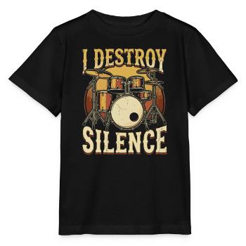 Je détruis les tambours de Silence - T-shirt bio MINI CREATOR Stanley/Stella Enfant - noir - Devant - Mikhail (115cm)