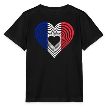 Heart flag French line art.  France. Fran - Stanley/Stella MINI CREATOR Kids’ T-Shirt - black - Front - Mikhail (115cm)