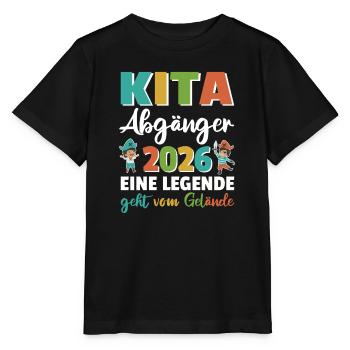 Kita Abgänger 2026 eine Legende Pirat - Stanley/Stella Kinder T-Shirt MINI CREATOR  - Schwarz - Vorne - Mikhail (115cm)