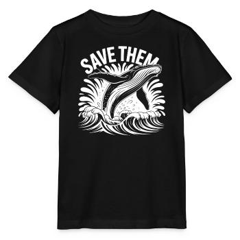 Whale Design - Stanley/Stella MINI CREATOR Kids’ T-Shirt - black - Front - Mikhail (115cm)