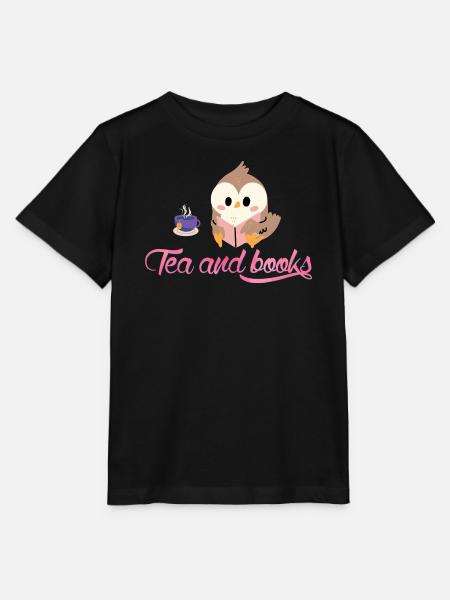Eulenleser mit Tee - Stanley/Stella Kinder T-Shirt MINI CREATOR  - Schwarz