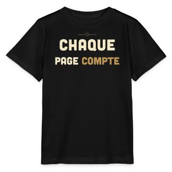 Chaque Page Compte - Cadeau Lecteur - T-shirt bio MINI CREATOR Stanley/Stella Enfant - noir - Devant - Mikhail (115cm)