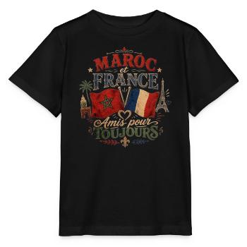 Maroc et France : Amis pour Toujours - T-shirt bio MINI CREATOR Stanley/Stella Enfant - noir - Devant - Mikhail (115cm)