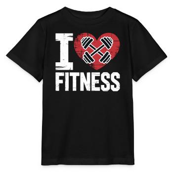 J’adore les haltères cœur de fitness - T-shirt bio MINI CREATOR Stanley/Stella Enfant - noir - Devant - Mikhail (115cm)