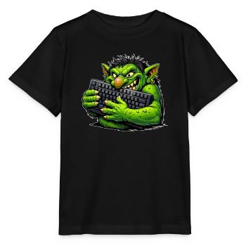 Troll malveillant avec un clavier - T-shirt bio MINI CREATOR Stanley/Stella Enfant - noir - Devant - Mikhail (115cm)