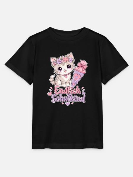Endlich Schulkind Katze Schultüte - Stanley/Stella Kinder T-Shirt MINI CREATOR  - Schwarz