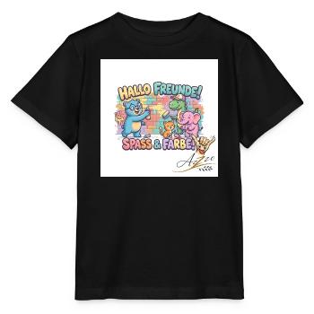 Hallo Freunde Spass und Farbe - Stanley/Stella Kinder T-Shirt MINI CREATOR  - Schwarz - Vorne - Mikhail (115cm)