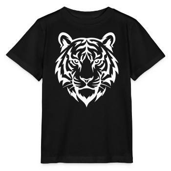 Tête de tigre blanc stylisée - T-shirt bio MINI CREATOR Stanley/Stella Enfant - noir - Devant - Mikhail (115cm)