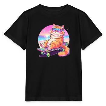 Cat Skateboard Sunglasses - Stanley/Stella MINI CREATOR Kids’ T-Shirt - black - Front - Mikhail (115cm)