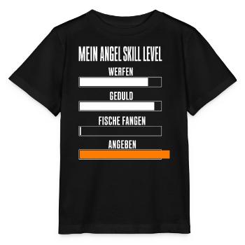 Mein Angel Skill Level Lustiges Angler Motiv mit - Stanley/Stella Kinder T-Shirt MINI CREATOR  - Schwarz - Vorne - Mikhail (115cm)