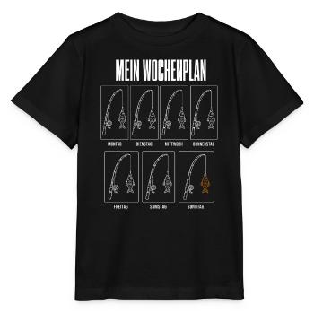 Mein Wochenplan Lustiges Angler Motiv Angeln mit - Stanley/Stella Kinder T-Shirt MINI CREATOR  - Schwarz - Vorne - Mikhail (115cm)