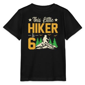 Hiking Kids 6th Birthday Adventure Hiking Kids - Stanley/Stella MINI CREATOR Kids’ T-Shirt - black - Front - Mikhail (115cm)