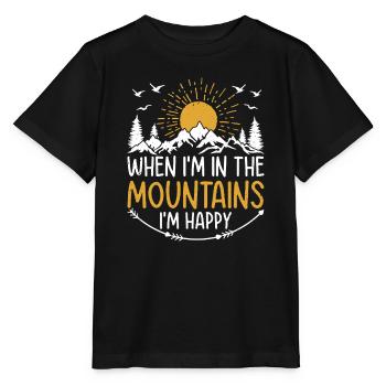 Quand je suis à la montagne, je suis heureux - Mountain Hik - T-shirt bio MINI CREATOR Stanley/Stella Enfant - noir - Devant - Mikhail (115cm)