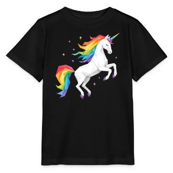 Licorne arc-en-ciel géométrique - T-shirt bio MINI CREATOR Stanley/Stella Enfant - noir - Devant - Mikhail (115cm)