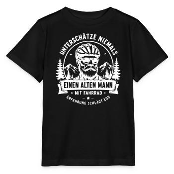 Unterschätze niemals alten Mann mit Fahrrad - Stanley/Stella Kinder T-Shirt MINI CREATOR  - Schwarz - Vorne - Mikhail (115cm)