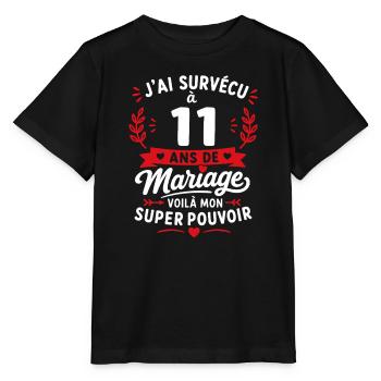 Survécu 11 ans de mariage - T-shirt bio MINI CREATOR Stanley/Stella Enfant - noir - Devant - Mikhail (115cm)