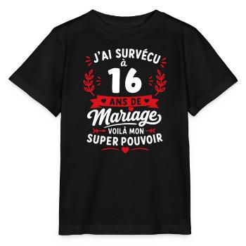 Survivante des 16 ans de mariage - T-shirt bio MINI CREATOR Stanley/Stella Enfant - noir - Devant - Mikhail (115cm)