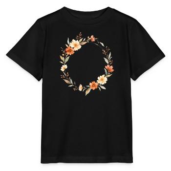 Boho Floral Wreath Personalizable - Stanley/Stella MINI CREATOR Kids’ T-Shirt - black - Front - Mikhail (115cm)