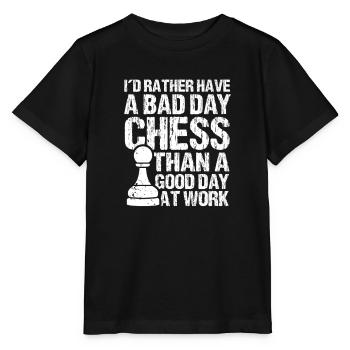 Échiquier des joueurs d’échecs - T-shirt bio MINI CREATOR Stanley/Stella Enfant - noir - Devant - Mikhail (115cm)