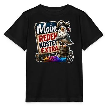 Moin Piratenmöwe - Stanley/Stella Kinder T-Shirt MINI CREATOR  - Schwarz - Vorne - Mikhail (115cm)