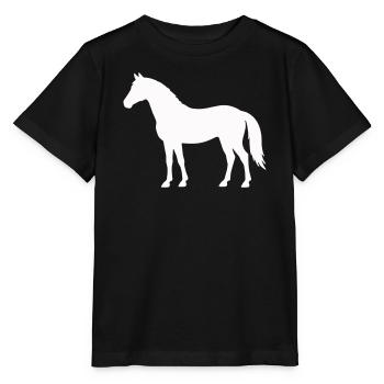 Horse silhouette in white on black - Stanley/Stella MINI CREATOR Kids’ T-Shirt - black - Front - Mikhail (115cm)